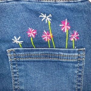 Custom embroidered/bleached skinny Jean